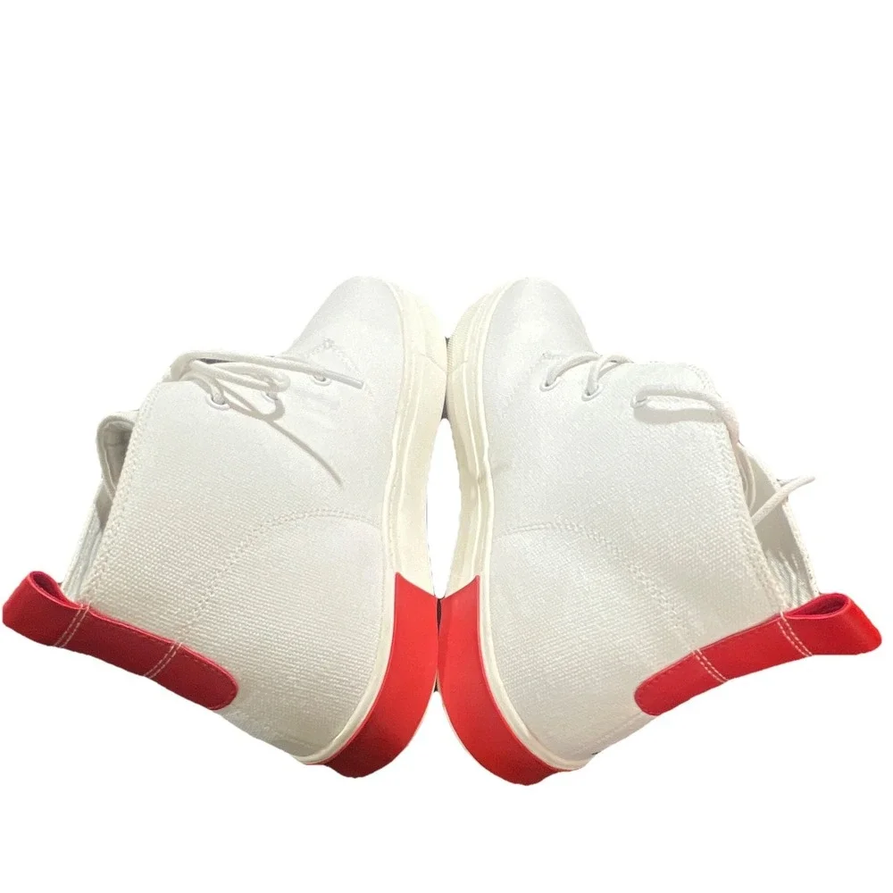 18N23/STRAUSS+RAMM The Chukka-E White Red‎ Canvas Chukka Sneakers Men's US 11.5
